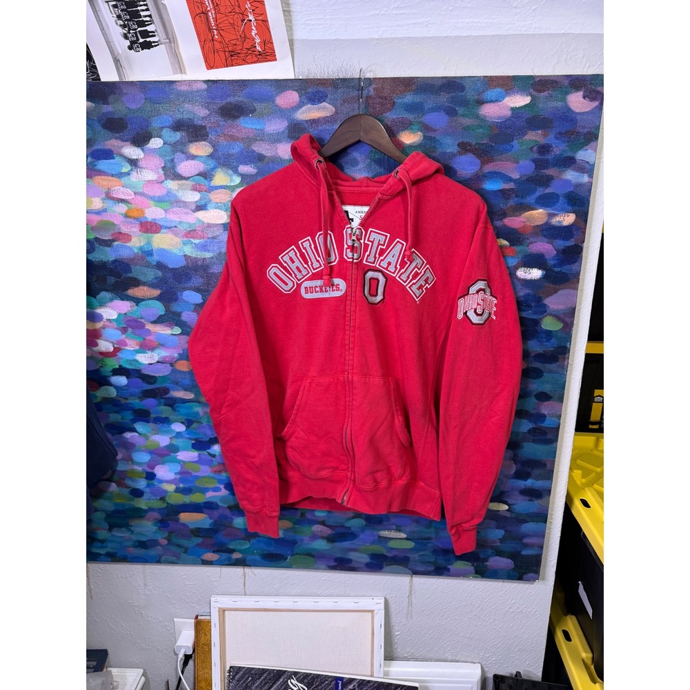 American Classic Ohio State Buckeyes Full Zip Hoodie Red Mens Medium Sweatshirt